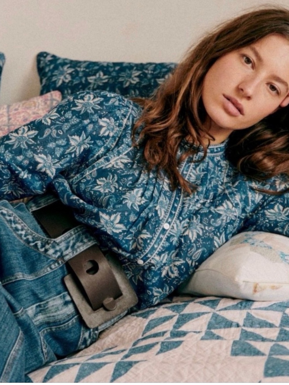 Sezane x Sea New York Mariana Shirt in Blue Sz 38/6